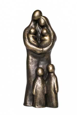 Mauve Intensief Denemarken Gezin sculptuur “Man – vrouw met tweeling ,2 kinderen” steenhars - Beelden  & sculpturen