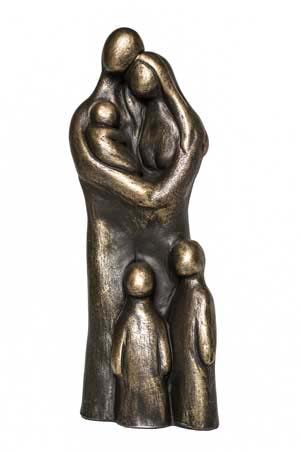 combinatie schreeuw Glimp Familie beeldje “Man en vrouw met baby en 2 kinderen” steenhars - Beelden &  sculpturen